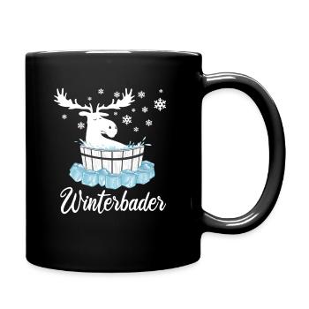 Elch Winterbader Eisbaden Eisbad Spruch - Tasse einfarbig - Schwarz - Rechts