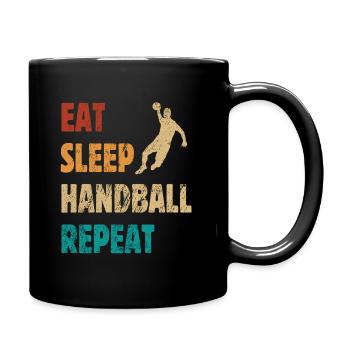 Eat Sleep Handball Repeat - Handballer Saying - Full Colour Mug - black - Right