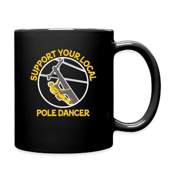 American Lineman Powerline Worker Design - Full Colour Mug - black - Right