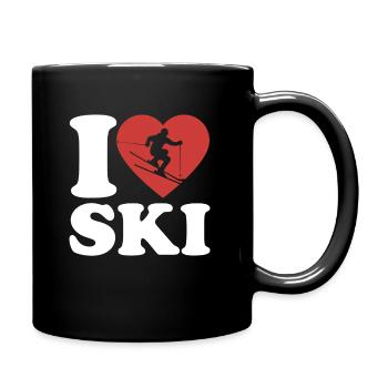 I Love Ski, Après Ski, Winter Sports, Heart - Full Colour Mug - black - Right