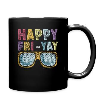 Happy Fri Yay Teacher Weekend Funny Meme - Full Colour Mug - black - Right
