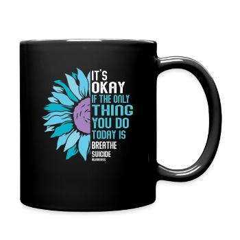 Mental Health Warrior Purple and Turquoise - Full Colour Mug - black - Right