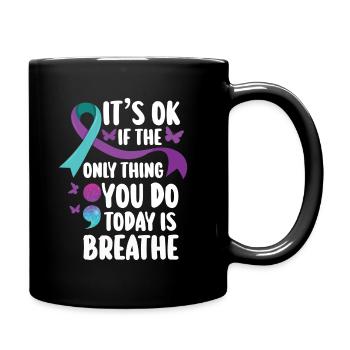Mental Health Warrior Purple and Turquoise - Full Colour Mug - black - Right
