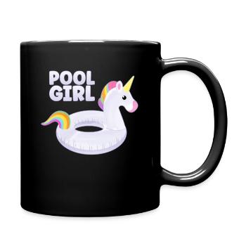Pool Girl Unicorn Floatie Swimming Pool - Full Colour Mug - black - Right