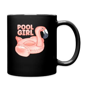 Pool Girl Flamingo Floatie Swimming Pool - Full Colour Mug - black - Right