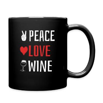Peace Love Wine - Heart - Full Colour Mug - black - Right
