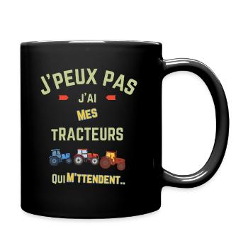 Ich kann nicht, ich habe meine Traktoren, die auf mich warten - Tasse einfarbig - Schwarz - Rechts