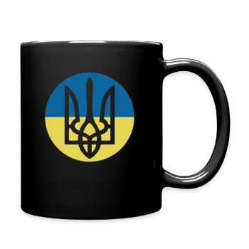 Ukraine Hilfe - Frieden für die Ukraine - Dreizack - Tasse einfarbig - Schwarz - Rechts