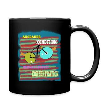 Tischtennis und Radfahren mein Sport - Tasse einfarbig - Schwarz - Rechts