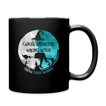 Krebshexe Teal White Gebärmutterhalskrebs - Tasse einfarbig - Schwarz - Rechts
