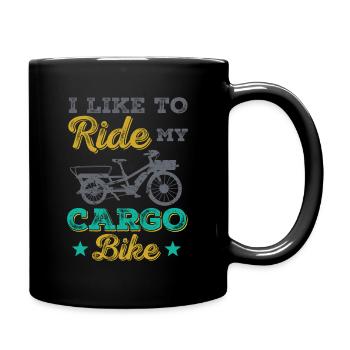 I like to ride my Cargo-bike Cargobike - Full Colour Mug - black - Right