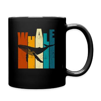 Baleine - baleine à bosse - rétro - cadeau - Mug uni - noir - Droite