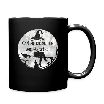 Krebs Hexe Weiß Lungenkrebs - Tasse einfarbig - Schwarz - Rechts