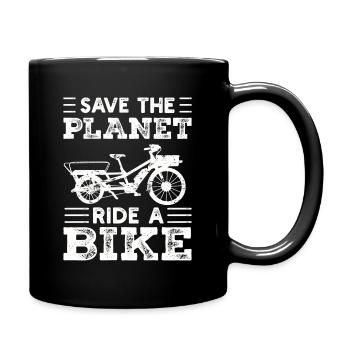 Save The Planet Cargo Bike Cargo Bike - Full Colour Mug - black - Right