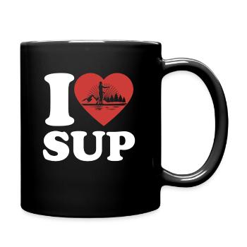 I Love SUP - Herz - Hobby - Tasse einfarbig - Schwarz - Rechts