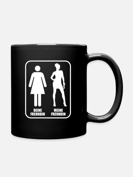 Deine Freundin - meine Freundin, Vergleich - Tasse einfarbig - Schwarz
