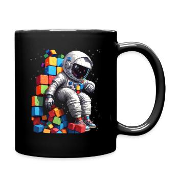 Space Astronaut Vintage Child Boy Girl - Full Colour Mug - black - Right