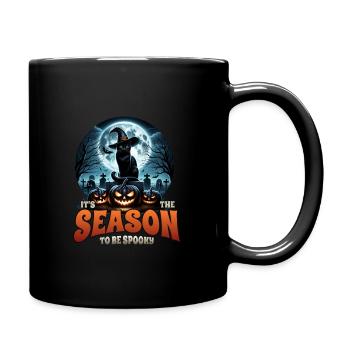 Chat effrayé, pas de friandises, juste des tours d’Halloween - Mug uni - noir - Droite