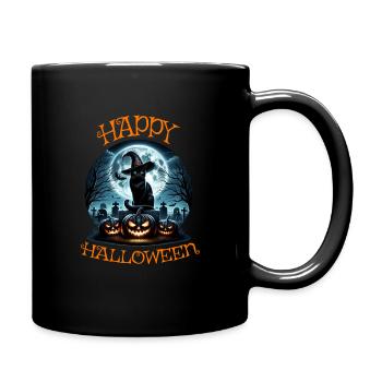 Chat effrayé, pas de friandises, juste des tours d’Halloween - Mug uni - noir - Droite