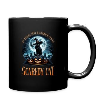 Fröhliches Halloween, Scaredy Cat - Tasse einfarbig - Schwarz - Rechts