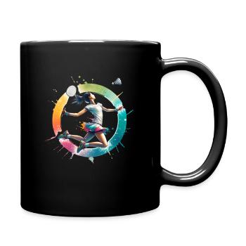 Cooles Badminton Federball Design - Tasse einfarbig - Schwarz - Rechts
