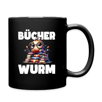 Bücherwurm - Lesen Ist Mein Hobby - Tasse einfarbig - Schwarz - Rechts