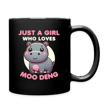 funny Moo Deng Quote Just a Girl Who Loves Moo Den - Full Colour Mug - black - Right