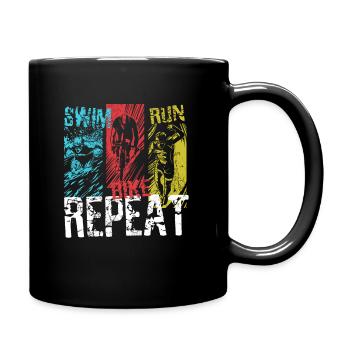 Swim Bike Run Repeat - Vintage Triathlon - Tasse einfarbig - Schwarz - Rechts