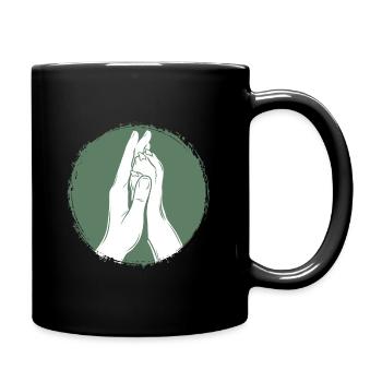 Hand + Dog Paw - High Five - Dog Fan - Full Colour Mug - black - Right