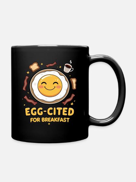 Fröhliches Frühstücksei - Tasse einfarbig - Schwarz