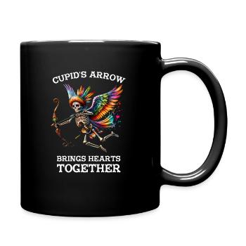 Cupid unites hearts with a single arrow - Full Colour Mug - black - Right