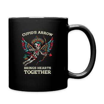 Cupid unites hearts with a single arrow - Full Colour Mug - black - Right