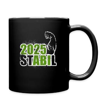 Stabil Abi 2025 - Bizeps - Abitur - Spruch - Tasse einfarbig - Schwarz - Rechts
