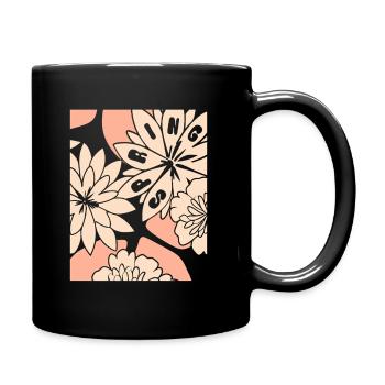 Blumen - Frühling - Blüten - Tasse einfarbig - Schwarz - Rechts