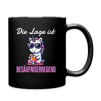 lustiger Einhorn Spruch zum Feiern und Party - Tasse einfarbig - Schwarz - Rechts