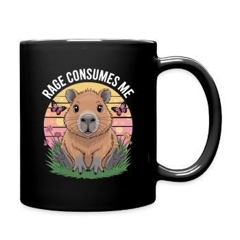 Capybara-Wut Verschlingt Mich - Tasse einfarbig - Schwarz - Rechts