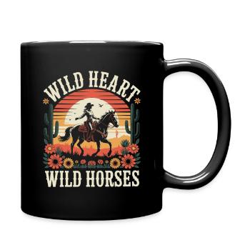 Barrel Racing Wild Heart Wild Horses - Full Colour Mug - black - Right