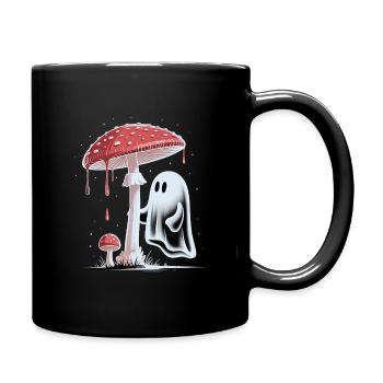 Halloween Whimsical Ghost & Toadstool Cottagecore - Full Colour Mug - black - Right