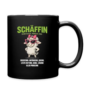 Schaf Spruch Schäffin Lustig Geschenkidee Schafe - Tasse einfarbig - Schwarz - Rechts