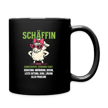 Schaf Spruch Schäffin Lustig Geschenkidee Schafe - Tasse einfarbig - Schwarz - Rechts