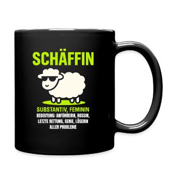Schaf Spruch Schäffin Lustig Geschenkidee Schafe - Tasse einfarbig - Schwarz - Rechts