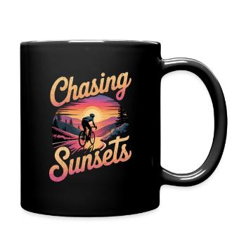 Radfahrer auf der Jagd nach Sonnenuntergängen - Tasse einfarbig - Schwarz - Rechts