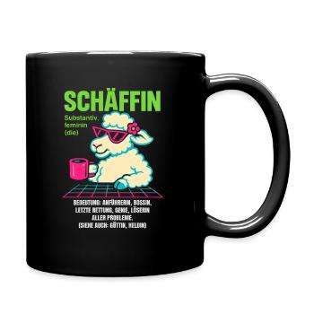 Schaf Spruch Schäffin Lustig Geschenkidee Schafe - Tasse einfarbig - Schwarz - Rechts