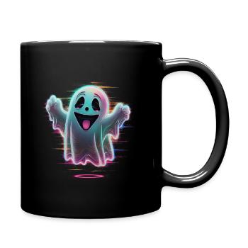 Gruseliger Glitch Ghost Boo Halloween - Tasse einfarbig - Schwarz - Rechts