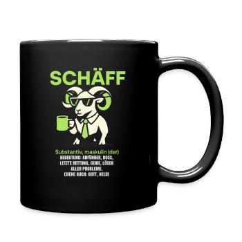 Schaf Spruch Schäff Lustig Geschenkidee Schafe - Tasse einfarbig - Schwarz - Rechts