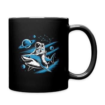 Requin cosmique et astronaute - Mug uni - noir - Droite