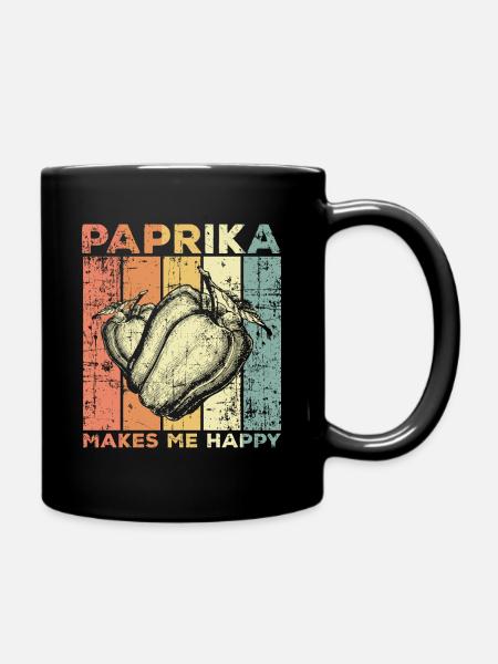 Retro Gemüse Paprika - Tasse einfarbig - Schwarz