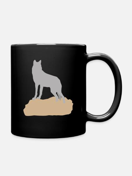 Graphic Wolf Design - J'aime les loups - Mug uni - noir