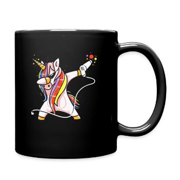 Friseurinnen Frisör Friseur Einhorn Föhn Lustig - Tasse einfarbig - Schwarz - Rechts