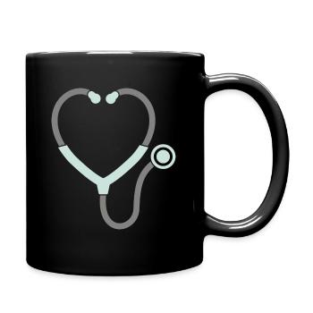 Cadre de monogramme stéthoscope coeur infirmière - Mug uni - noir - Droite